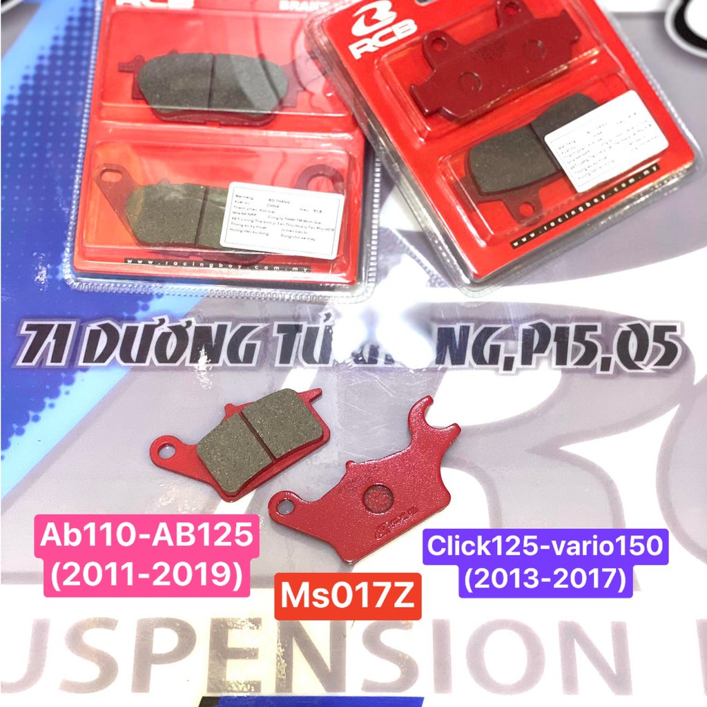Bố thắng trước đĩa hoặc sau má phanh đùm rcb ab125 air blade - vision - click - vario 125 racing boy chính hãng