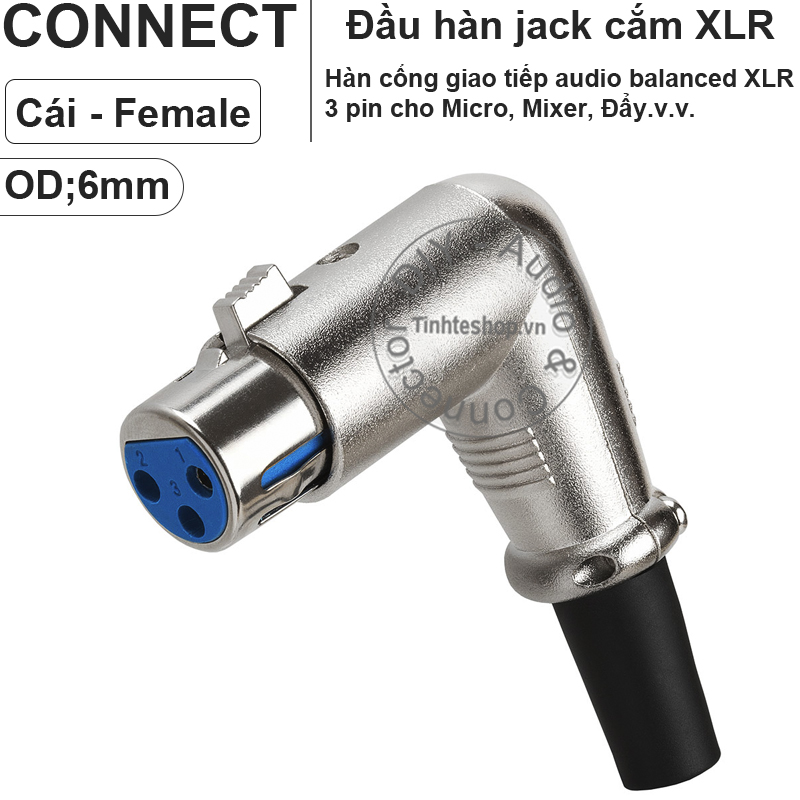 Đầu hàn canon đực vuông góc 1 chiếc OD6mm - Đầu hàn XLR 3 pin đực