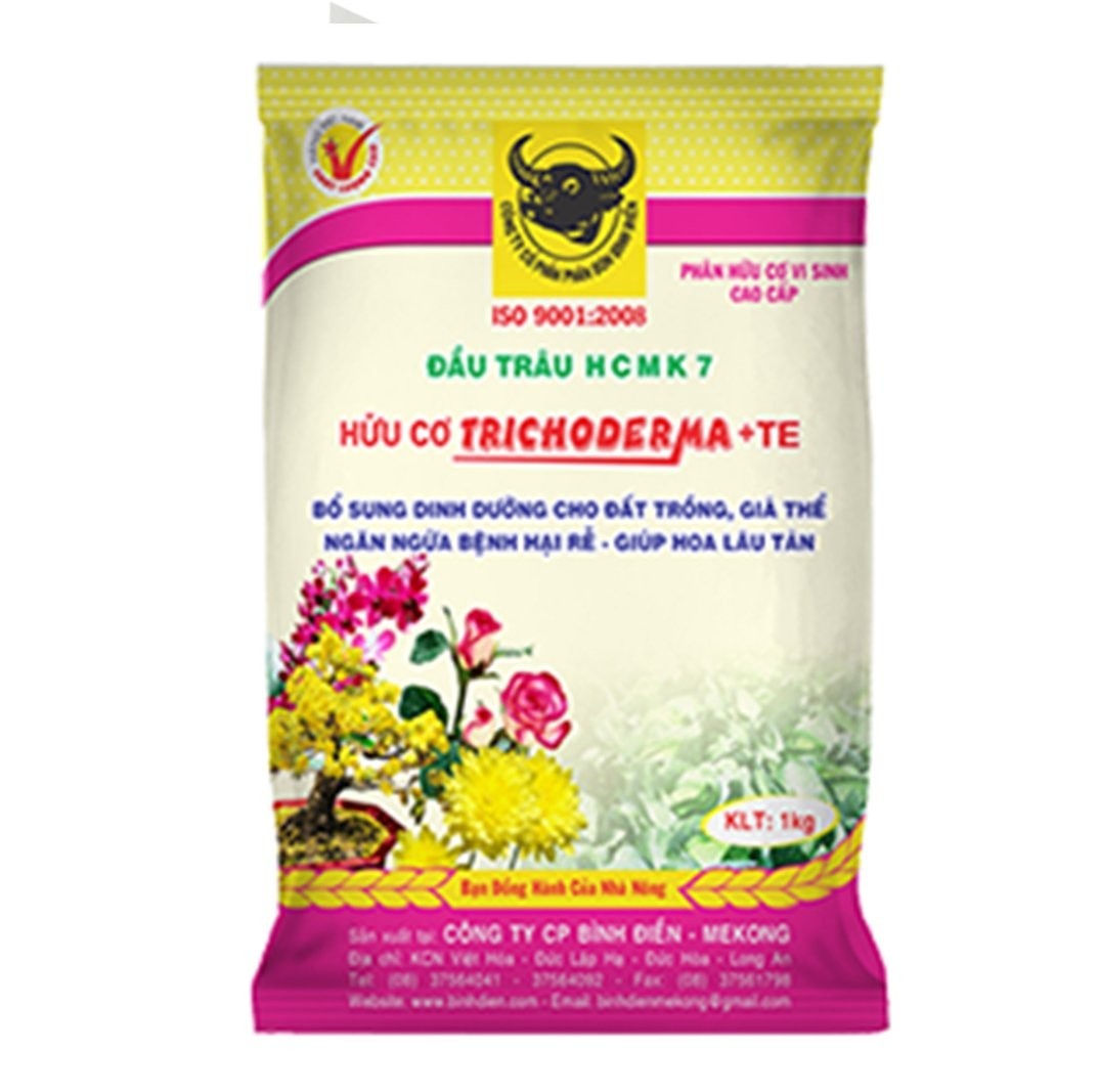 Phân bón Đầu trâu HCMK7 hữu cơ Trichoderma + TE 1kg