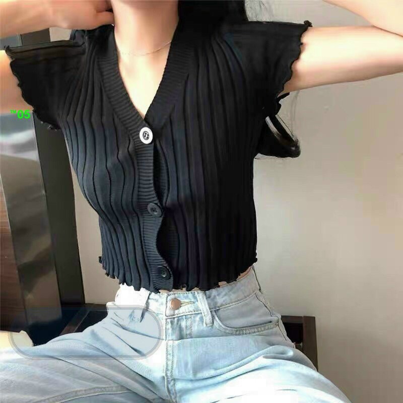 Áo Croptop Nữ Cài Nút- Chất Liệu Thun Coton Mềm Mại - Thiết Kế Hoạt Tiết Chữ In 3D