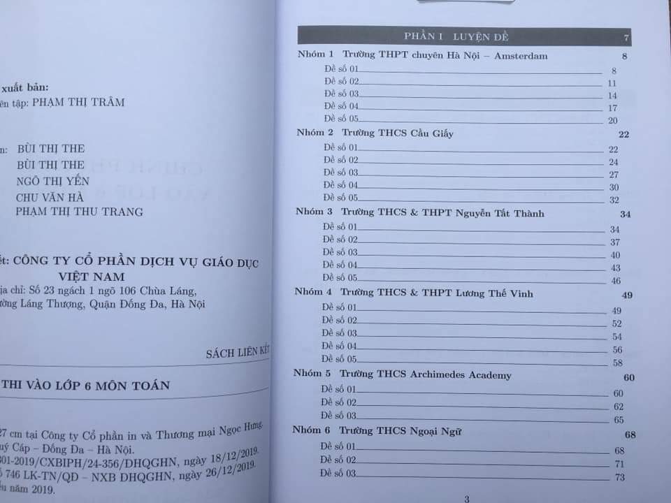 CHINH PHỤC ĐỀ THI VÀO LỚP 6 MÔN TOÁN + VĂN