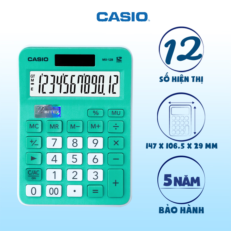Máy tính CASIO MX-12B-GN Xanh lá