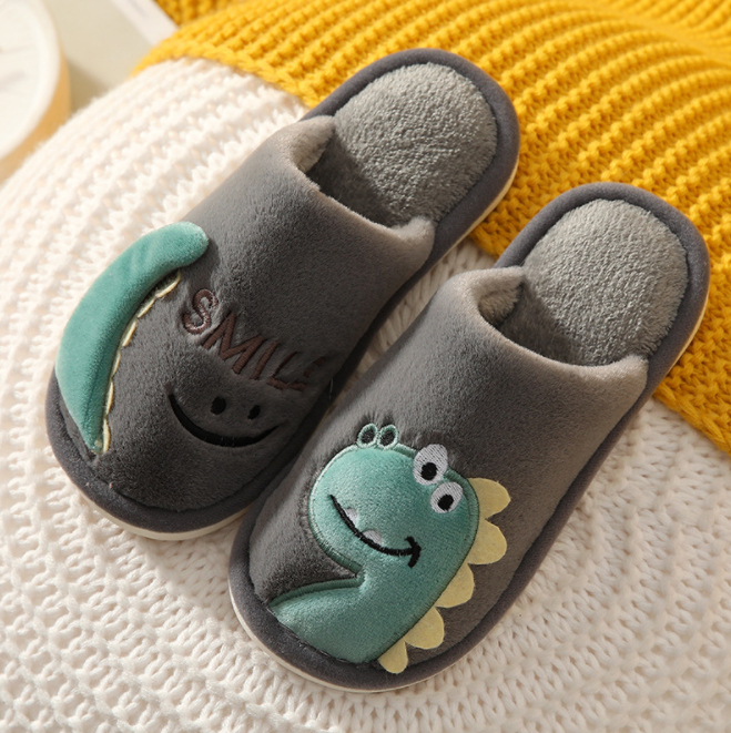 Dép Bông Đi Trong Nhà Dành Cho Bé Chống Trượt Hình Khủng Long Không Quai -Mẫu 02