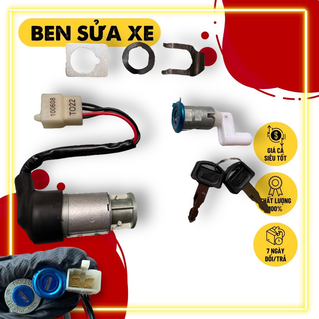 Bộ ổ khoá trước sau wave nhỏ - wave alpha - wave zx , chìa 2 cạnh