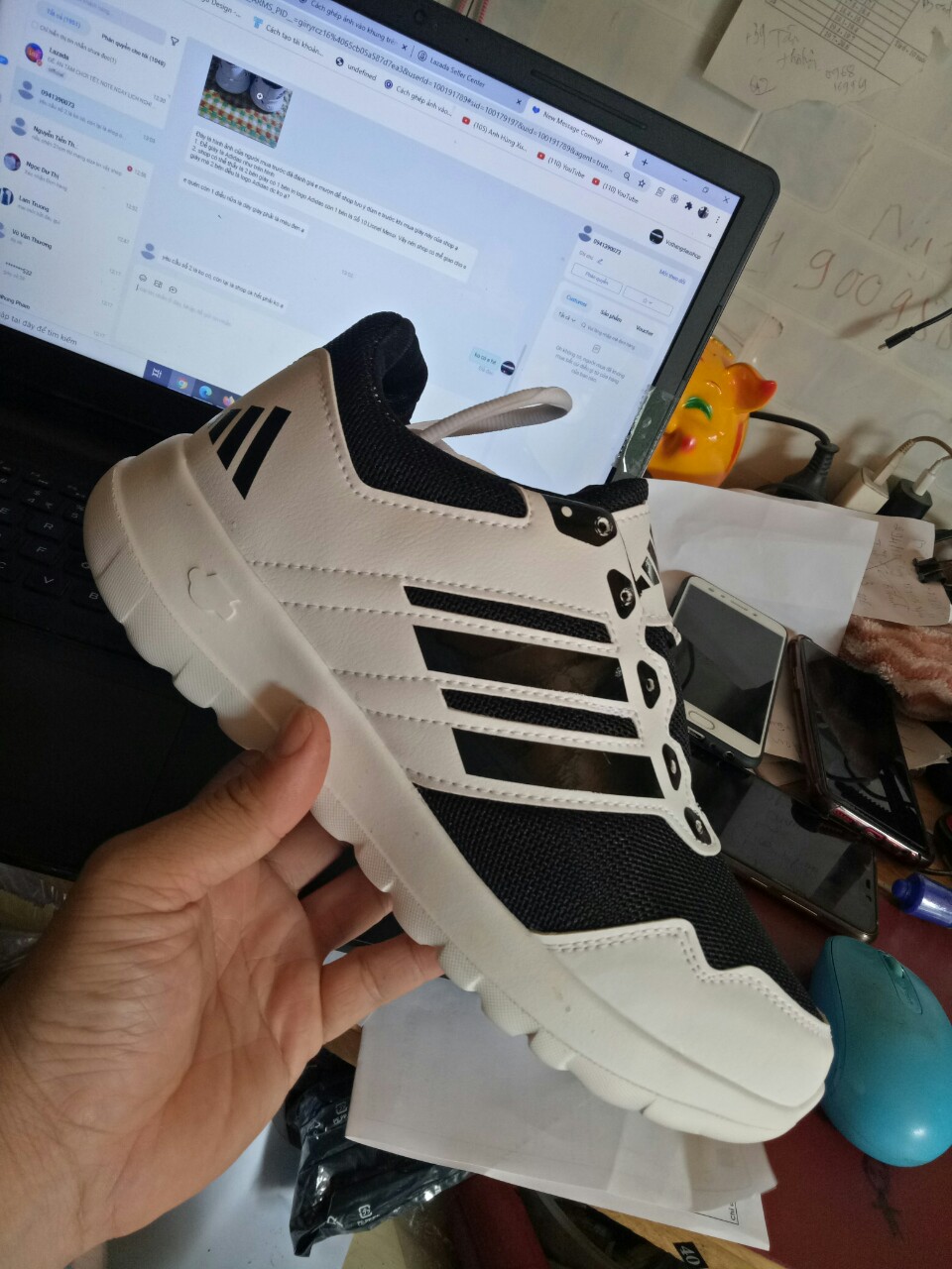 [HCM]Giày sneaker nam nữ trắng sọc đen MTS28