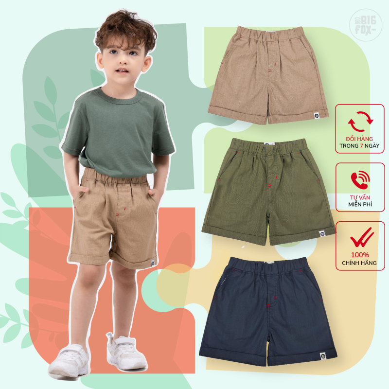 Nơi bán Quần Short Bé Trai BIGFOX Quần Sooc Cho Bé Chất Thô Đũi Size Đại 3-15