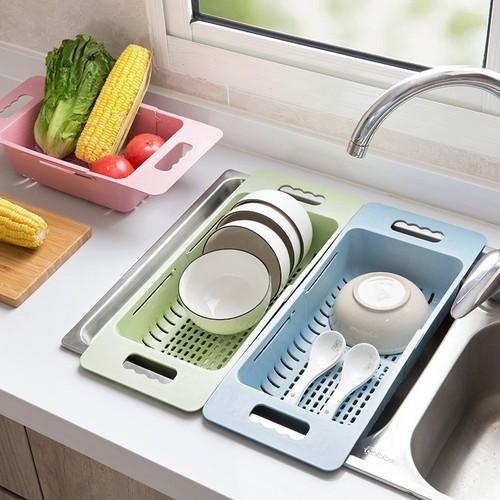 [HCM]Rổ Gác Bồn Rửa Chén Rút Gọn Nhựa Lúa Mạch