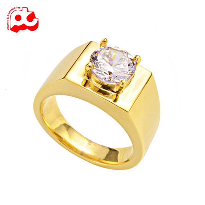 [Hoàn tiền 6%]Nhẫn nam inox kiểu mạ vàng bảng trơn xoàn trắng thép không gỉ PTNNA236