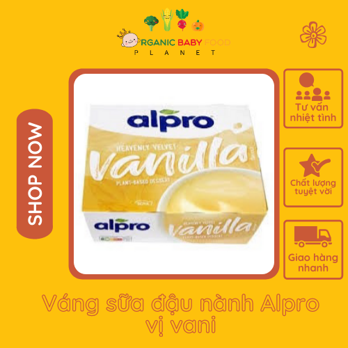 Váng sữa đậu nành Alpro vị vani, caramel- Hàng nhập từ Anh Quốc 500g
