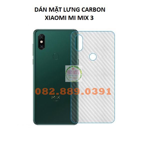 Miếng dán mặt lưng skin carbon Xiaomi Mi Mix 3 trong đen