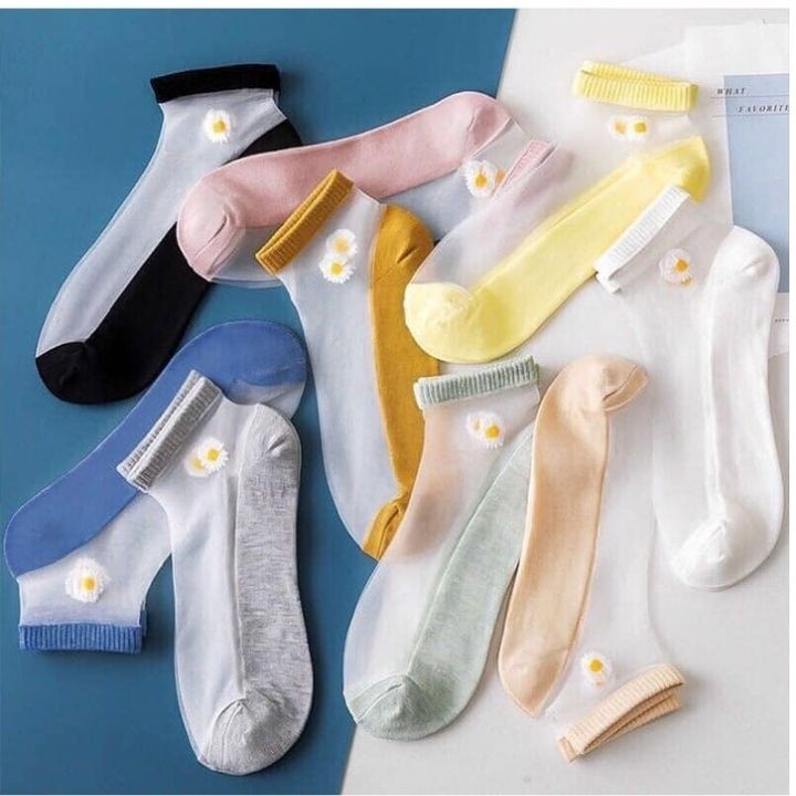 [HCM]Set 10 đôi vớ lưới thêu hoa cúc
