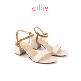 Giày sandal cao gót nữ quai ngang phối màu độc đáo kiểu dáng basic gót vuông 6cm mang đi làm đi chơi Cillie 1205 thumbnail