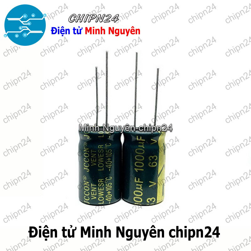 [2 con] (J29) Tụ hóa 1,000uF 63V Xanh Lá (16x25mm) (1000uF 63V) (Tần số cao) - HH005752