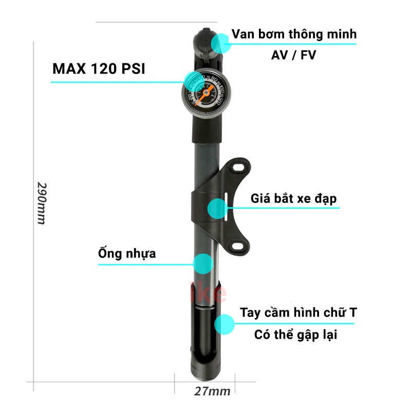 Bơm xe đạp GIYO GP - 991 mini