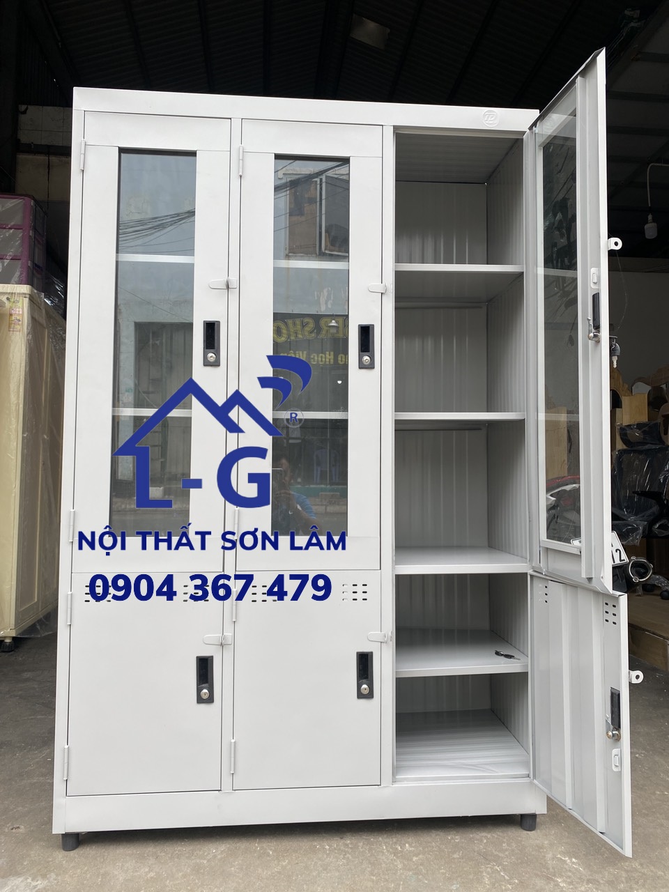 TỦ HỒ SƠ 3 CỬA KIẾNG DÀY MÀU XÁM