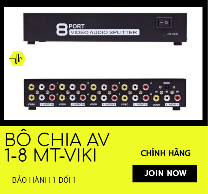 Bộ chia tín hiệu av 1 ra 8 cổng mt-108av mt-viki - hãng chính hãng
