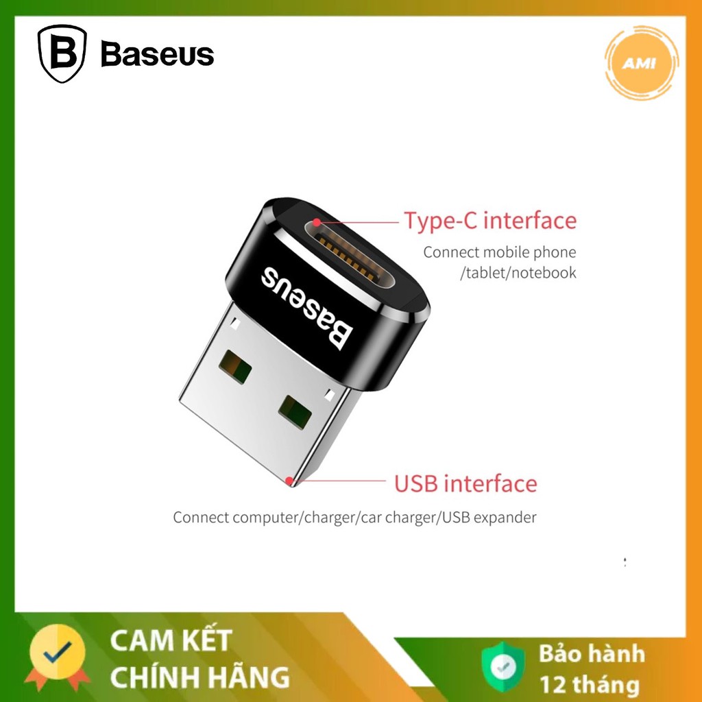 Đầu chuyển OTG USB to Type C hãng Baseus,RoCk ( Adapter/Converter Usb Type A to Usb Type C)