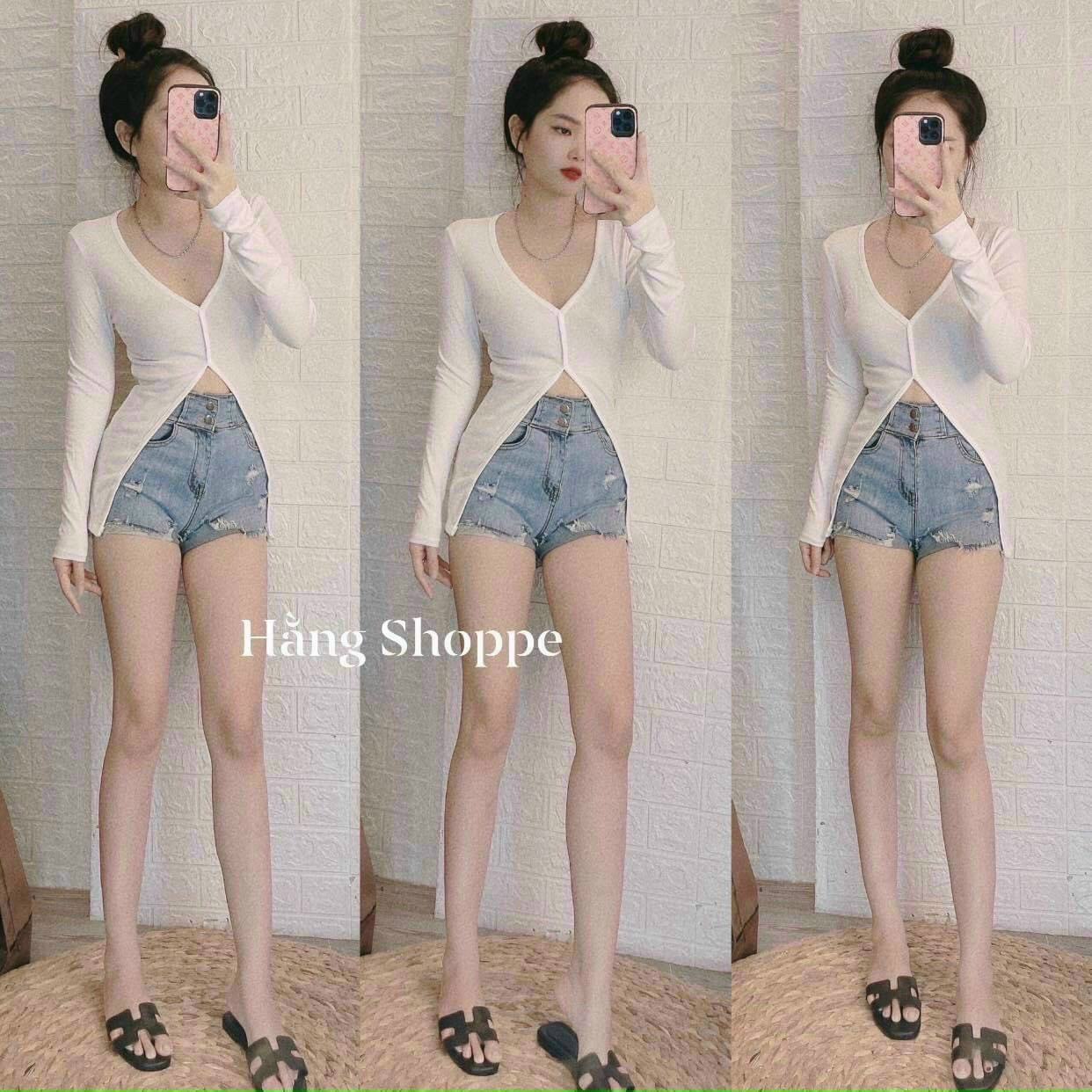 Áo khoác nhẹ cổ tim tay dài siêu hót