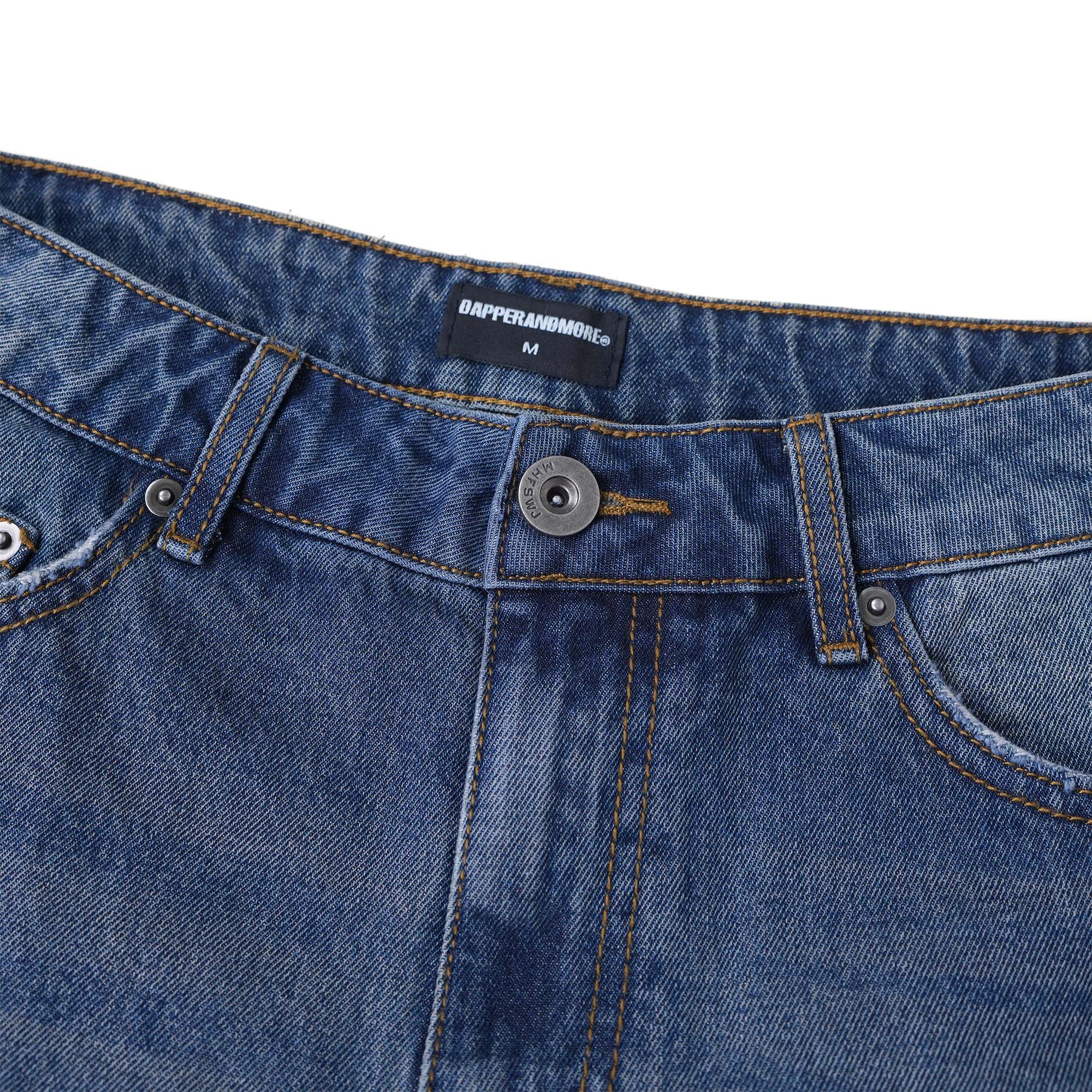 Quần Short Jean DAPPERANDMORE Washed Denim Form Lửng - Xanh Blue