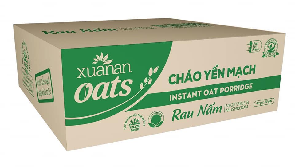 [ 01 thùng 30 gói ] Cháo Yến Mạch Ăn Liền Vị ( Rau Nấm - Thịt Bằm - Thịt Gà ) Xuân An.