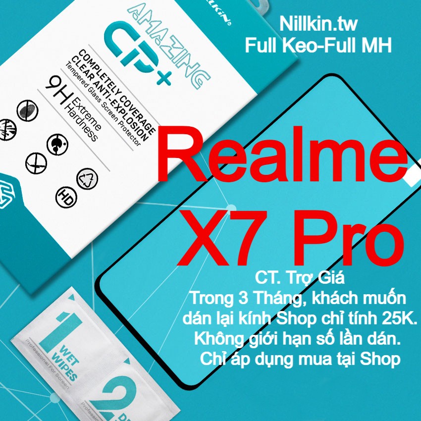 Miếng kính cường lực cho Realme X7 Pro Full màn hình hiệu Nillkin.tw (Đen)