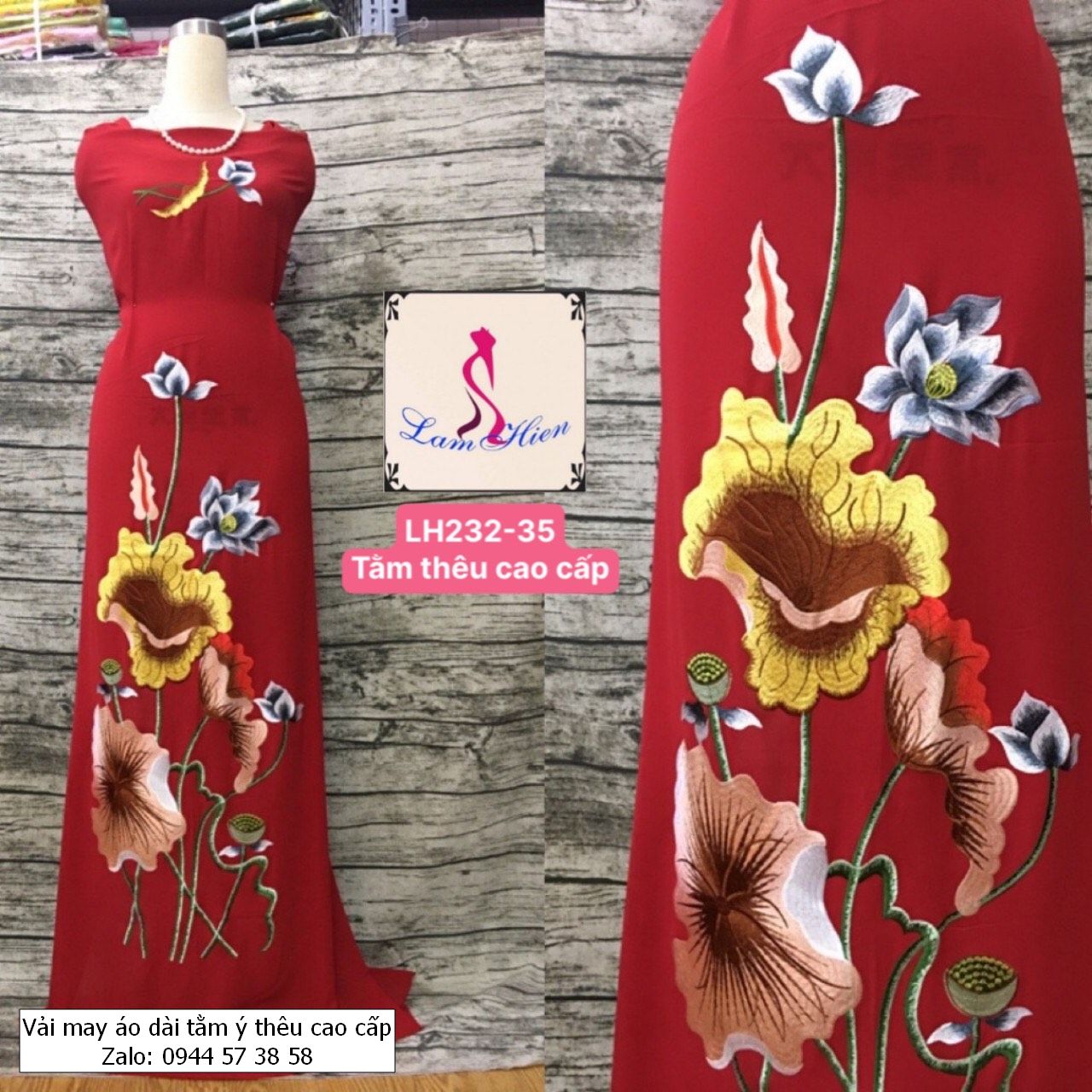 Vải áo dài thêu cao cấp modell LH232