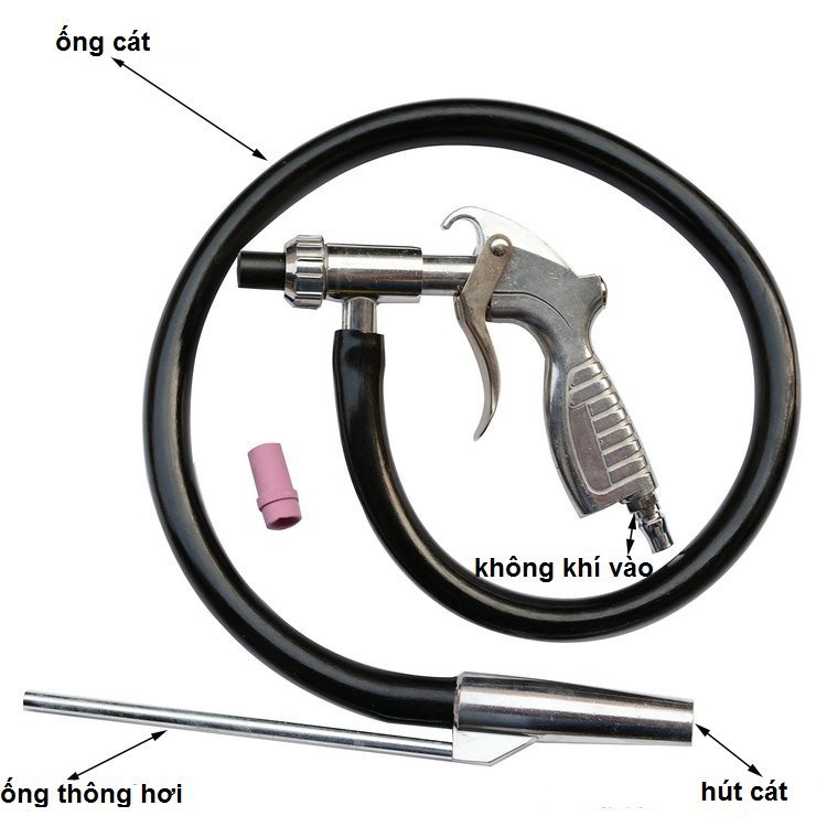 Dụng cụ phun cát dùng hơi, máy phun cát hơi,Bộ phun cát cầm tay dùng khí nén đánh gỉ, Súng bắn cát khí nén làm sạch bề mặt
