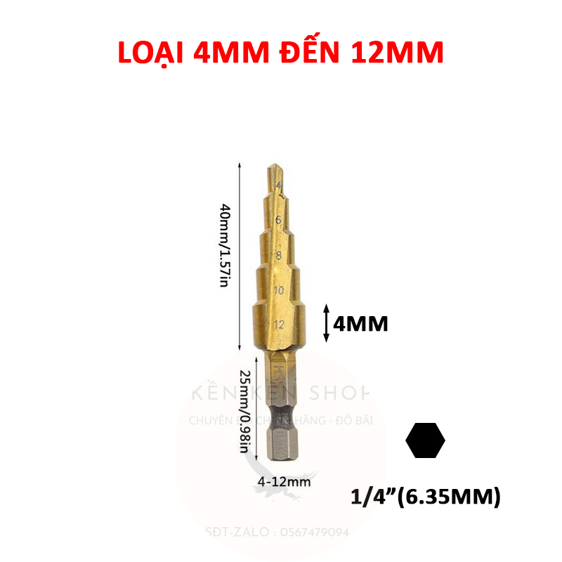 Mũi khoan tháp chuôi lục giác 6.3mm