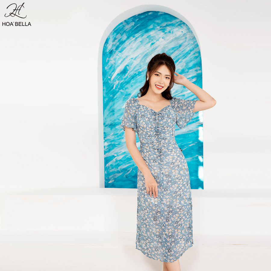 Đầm Nữ HOABELLA Nhún Ngực Hoa Nhí Chất Liệu Voan Lụa (MD09)