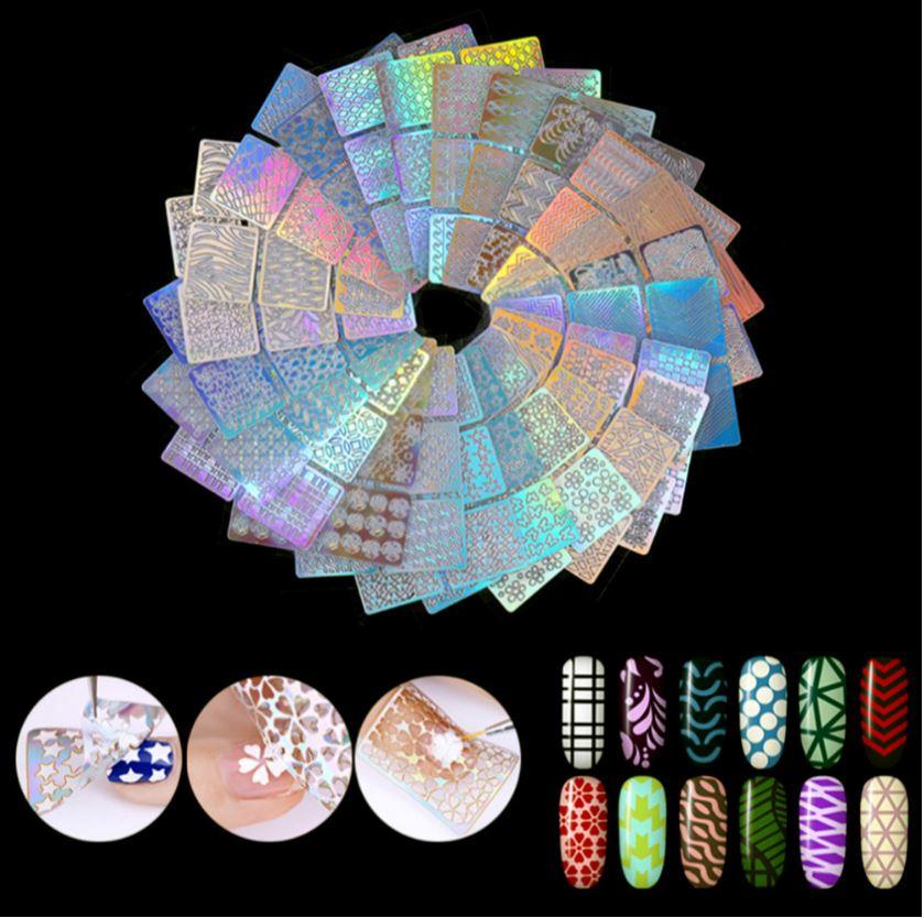 SET 12 tấm giấy dán lưới hollow sticker tạo kiểu cho móng