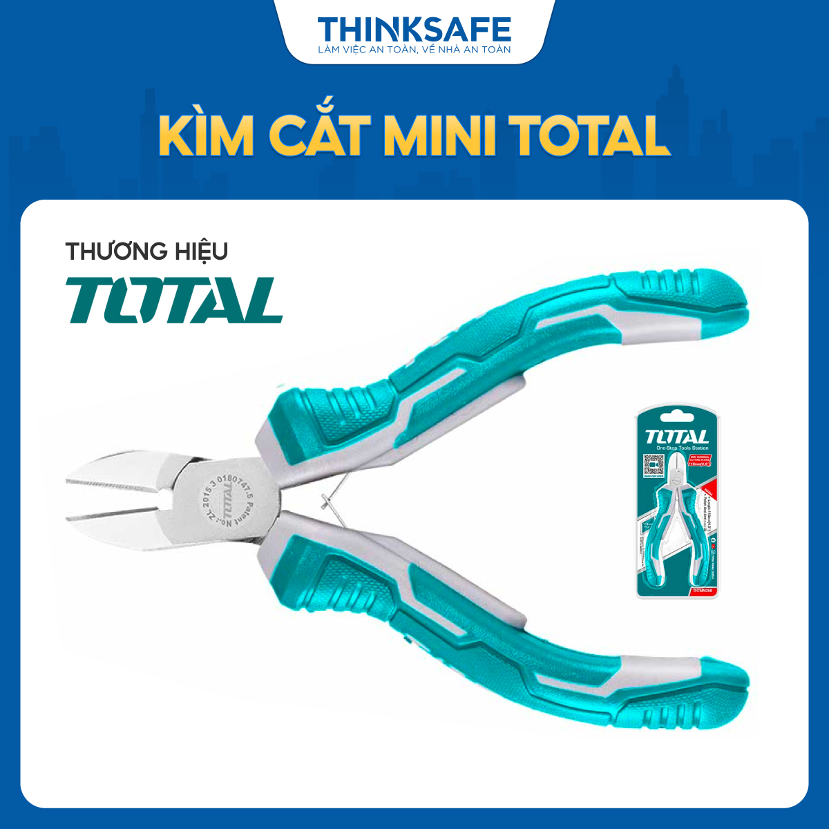 Kềm cắt mini Total THTMN356 kích thước 4,5 inch 115mm đầu kềm thép CRV đánh bóng chống gỉ tay cầm 2 màu - Thinksafe
