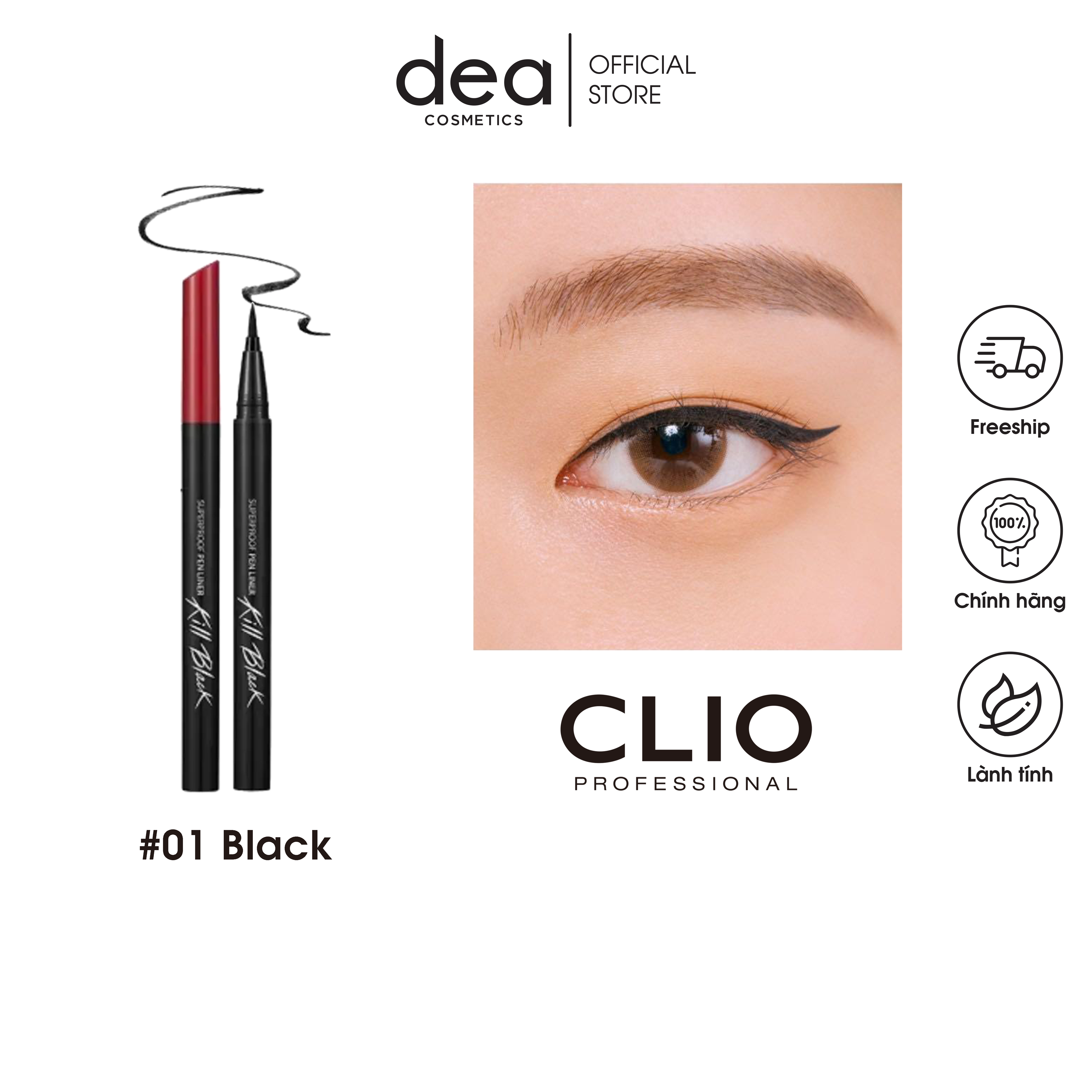 Bút Kẻ Mắt Clio Waterproof Pen Liner Kill Black