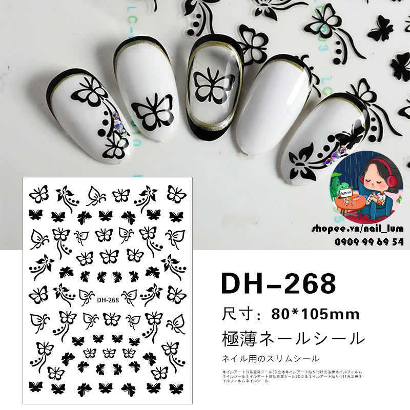 [Video Thực Tế] Nail Sticker - Dán Móng Tay - Bộ Sưu Tập Cánh Bướm