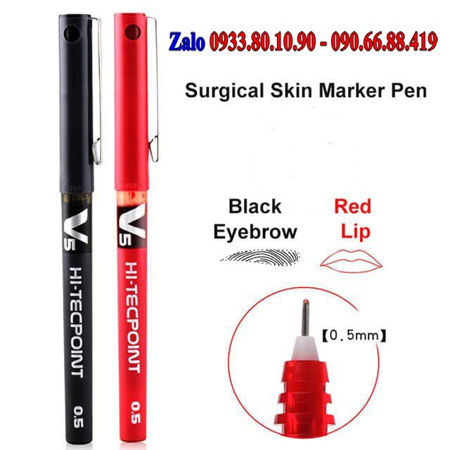 Set 2 cây Đỏ + Đen - Bút kẻ viền Môi Mày định hình trong phun xăm