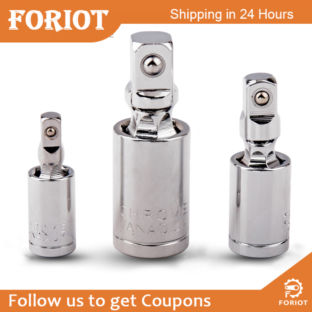 Foriot 1/4" 3/8" 1/2" Universal Joint Set 360 Deg Rotary Head Ratchet Angle Extension Bar Socket Adapter Bendable Adapter Socket Tools