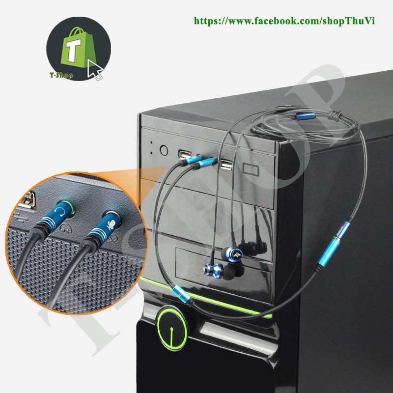 Jack chuyển đổi tai nghe 3.5 sang Audio & Mic (loại dài)