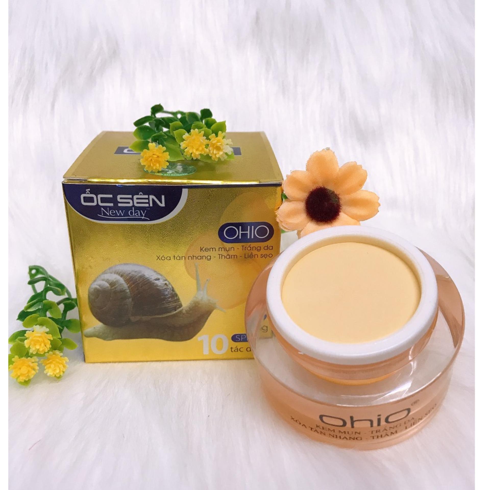 [HCM]Kem mụn trắng da xóa thâm liền sẹo 10 tác dụng Ốc Sên OHIO New Day 30g