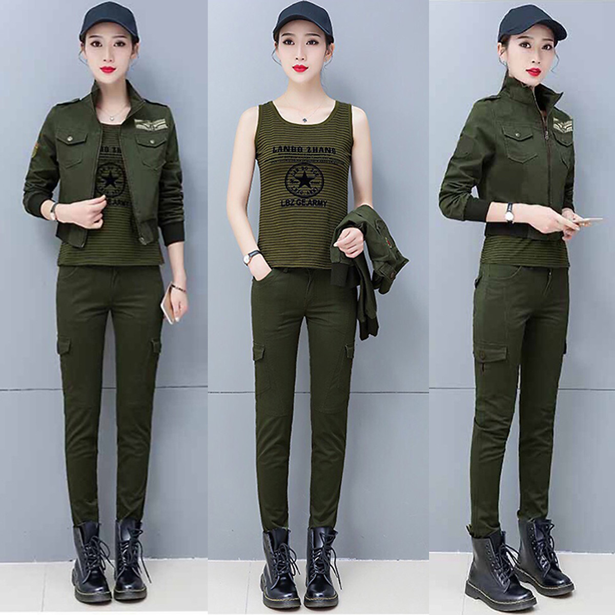Bộ thể thao phối lính gồm 3 món TT341
