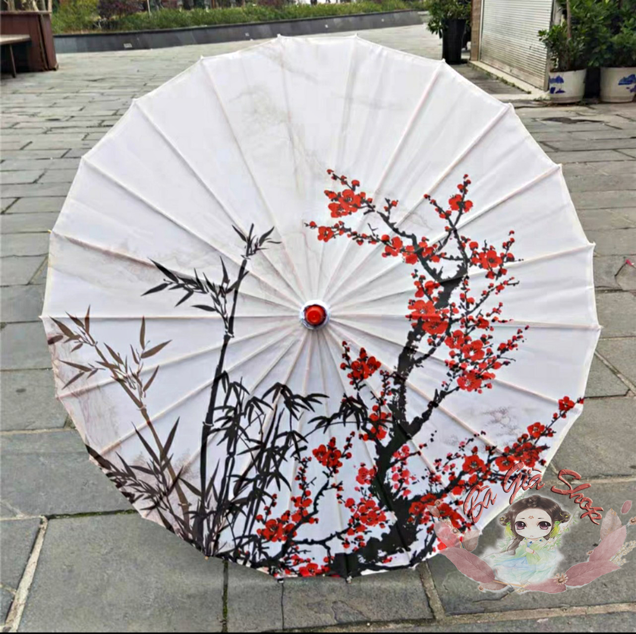 Dù cổ trang dù vải in dù chụp hình