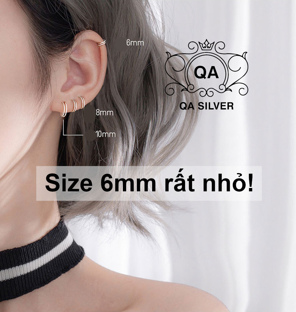 Khuyên tai bạc 925 xoắn lò xo kẹp vành bông nam nữ cuộn tối giản S925 MINIMAL QA SILVER Earrings EA190911