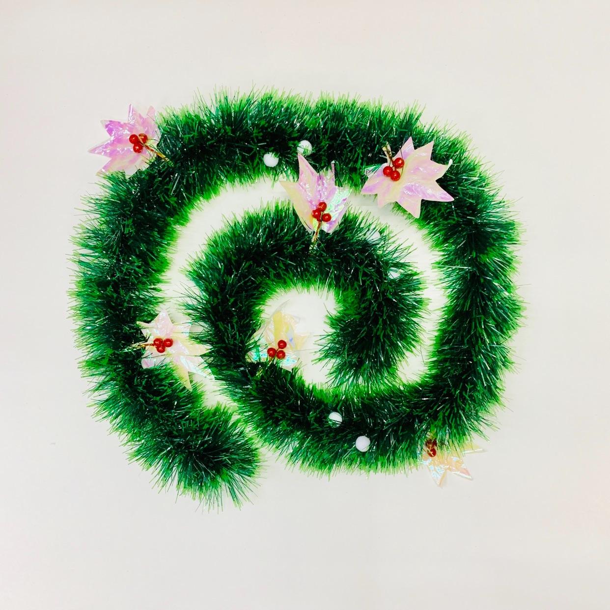 Dây kim tuyến chồn xanh lá vàng cherry đỏ trang trí cây thông noel