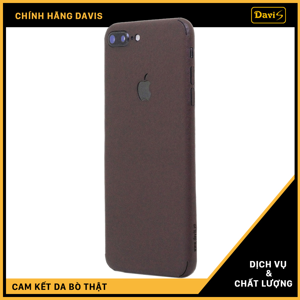 Dán da full viền iphone 7 Plus, làm từ da thật cao cấp - Chính hãng Davis