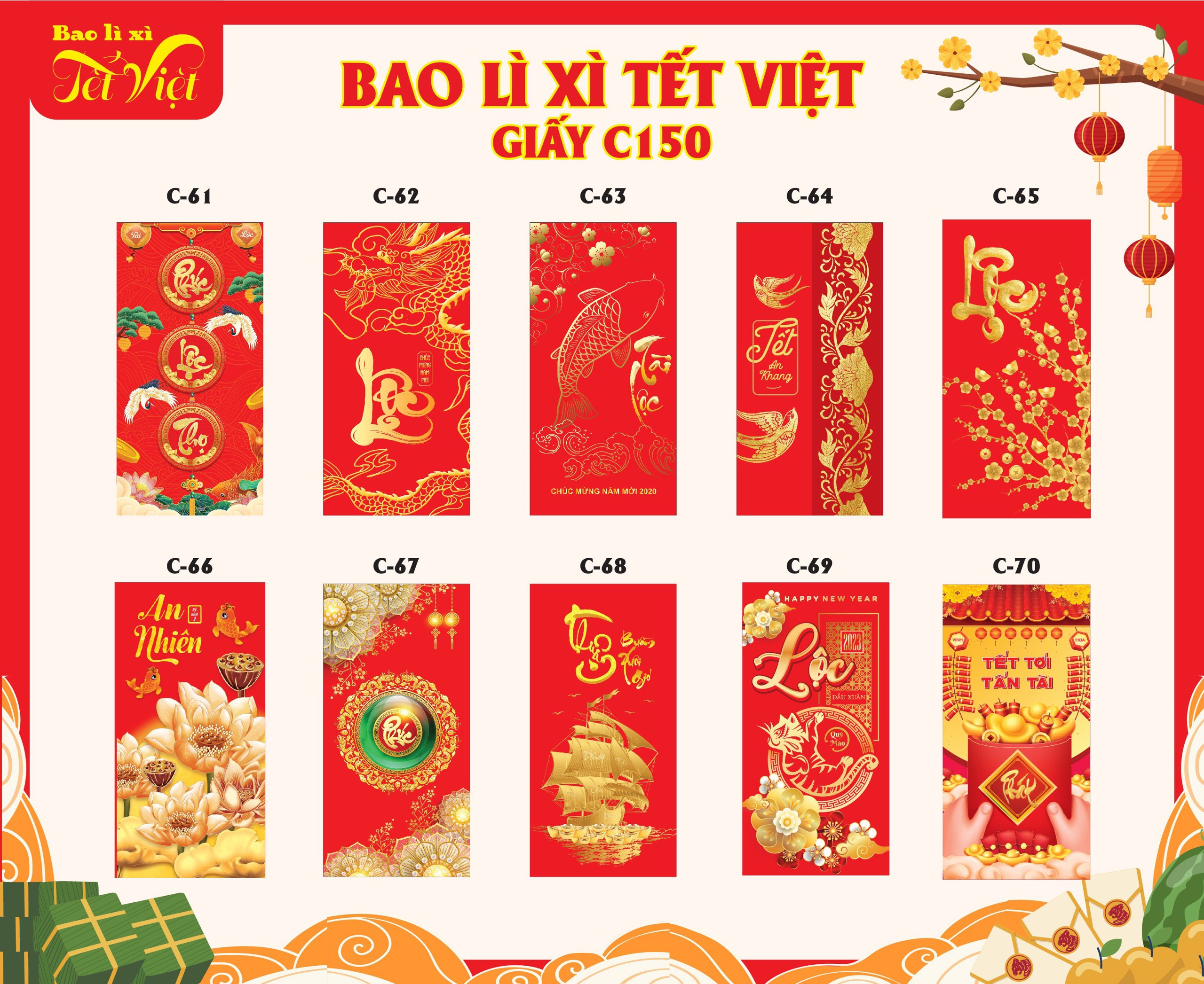 Combo 100 Bao Lì Xì Tết 2023 Mix 20 Mẫu (giao mẫu ngẫu nhiên)