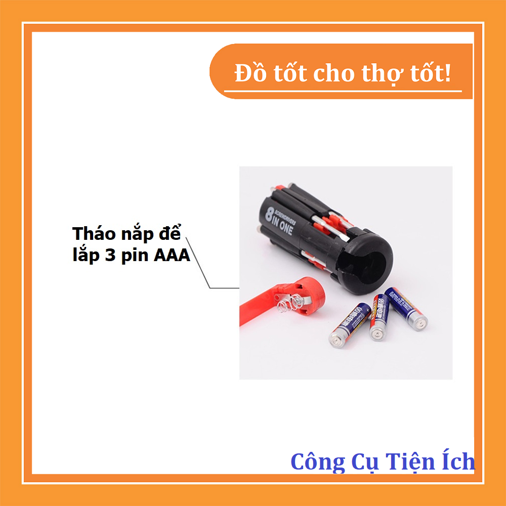 Bộ tô vít đa năng kiêm đèn pin siêu sáng (không bao gồm pin)
