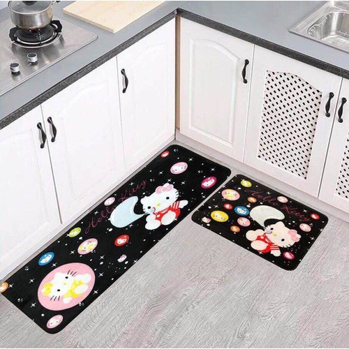 Bộ 2 thảm bếp hình hoa siêu đẹp trang trí phòng bếp, Thảm trải sàn, Thảm bếp cao cấp nhiều mẫu