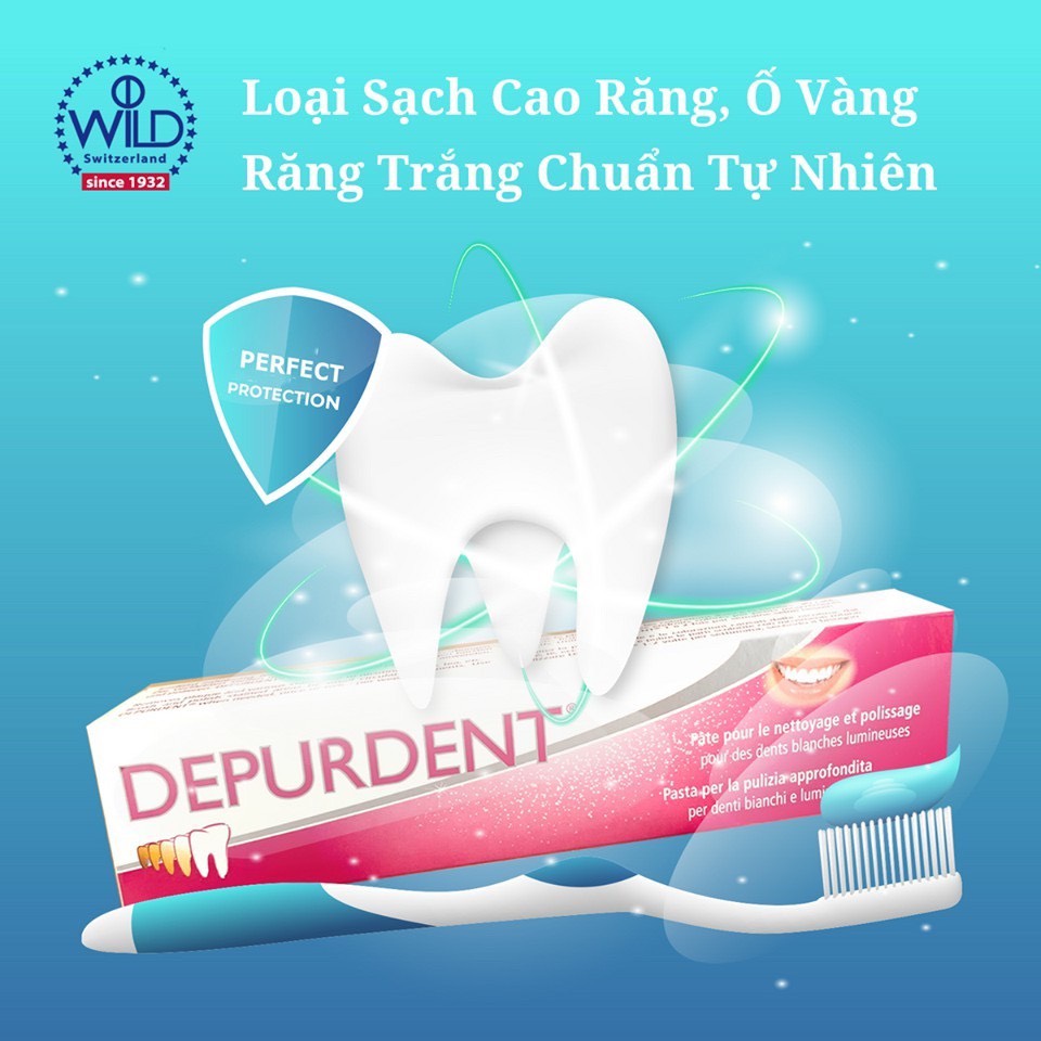 Kem đánh răng Depurdent siêu trắng và loại bỏ cao răng mảng bám