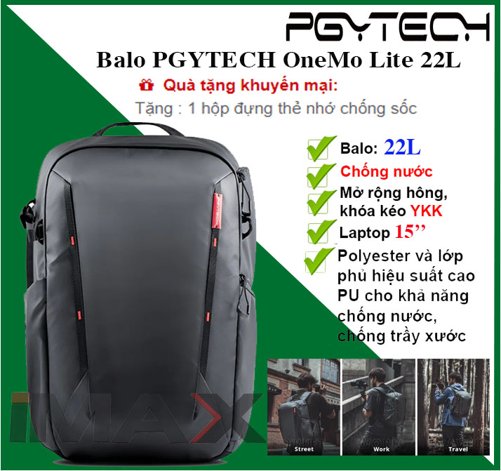 Balo máy ảnh pgytech onemo lite 22l, black