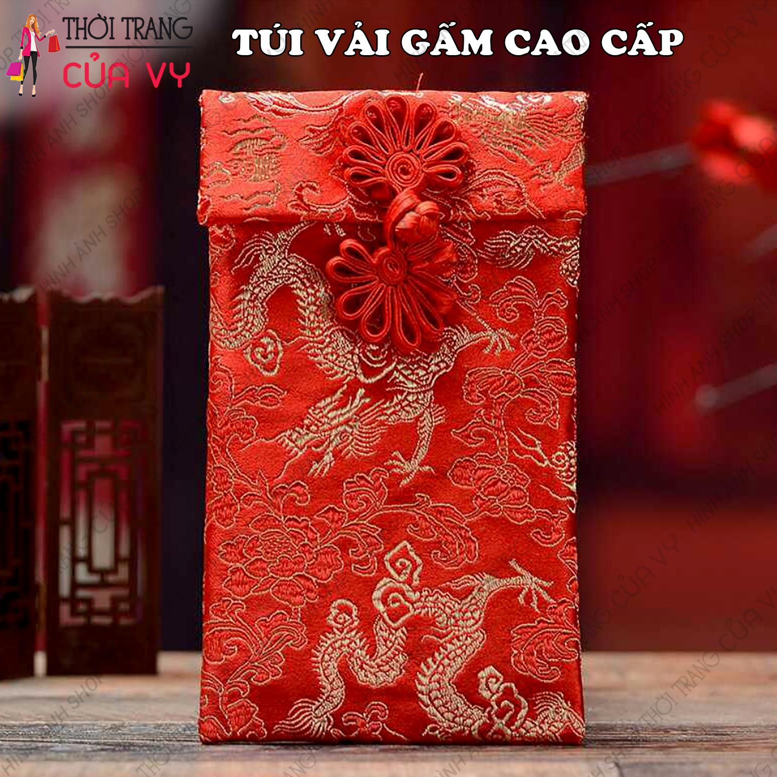 Túi Vải Gấm Đỏ Cao Cấp Túi Đứng