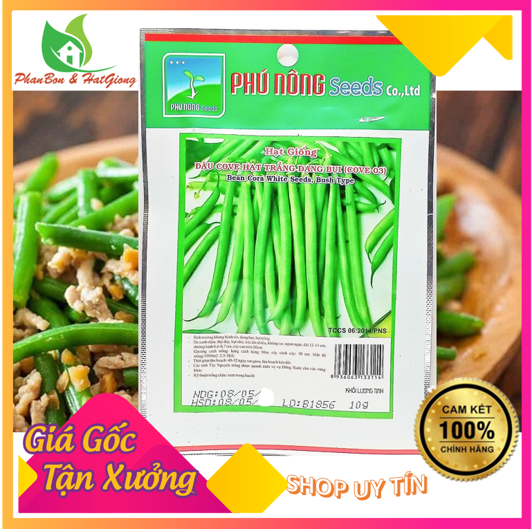 Hạt Giống Đậu Cove Hạt Trắng [Dạng Bụi] - Trồng Rau Xanh Rau Sạch Bằng Đất Sạch, Xơ Dừa Mùn Dừa Và Phân Bón Hữu Cơ | Phân bón và Hạt Giống TP.HCM