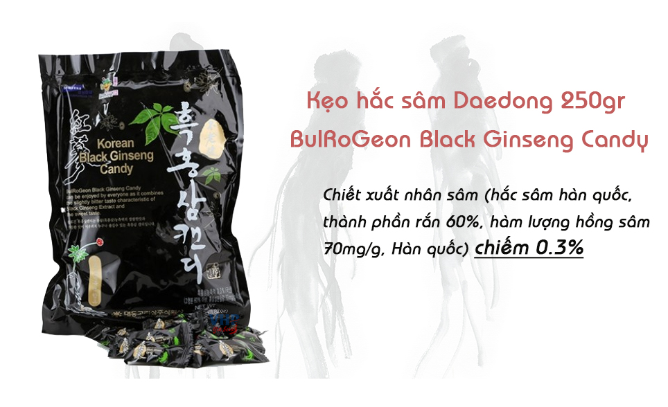 [DATE 2025] Kẹo hắc sâm hàn quốc Daedong 250g- Thượng Hạn